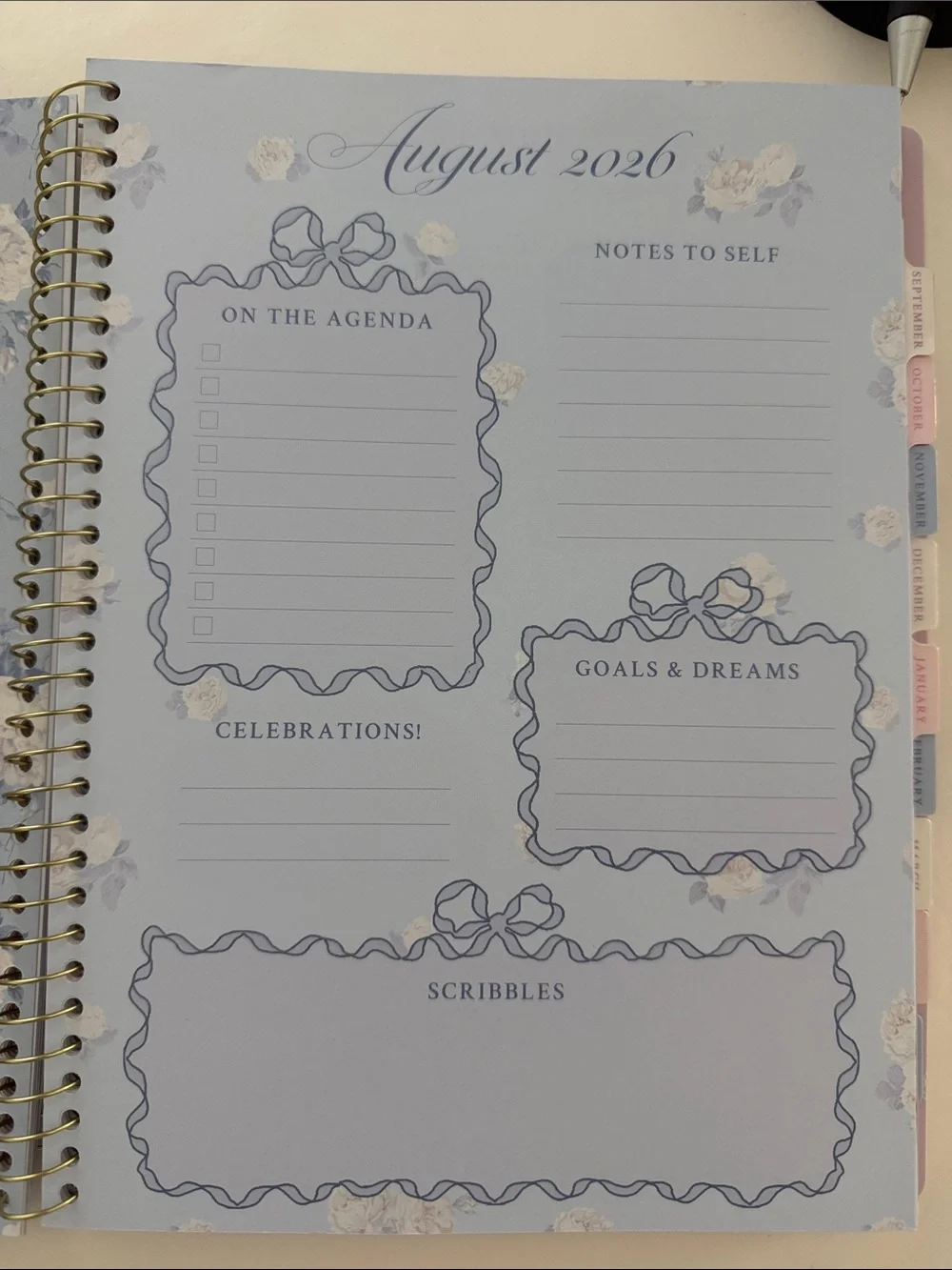 Love shack fancy yoobi Floral Planner 2026-2027 – Blue Weekly/Monthly Organizer